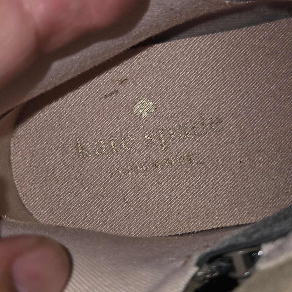 Kate Spade New York Wilkes Suede Wedge Sneakers Taupe Scalloped Booties Size 6B - Picture 9 of 9